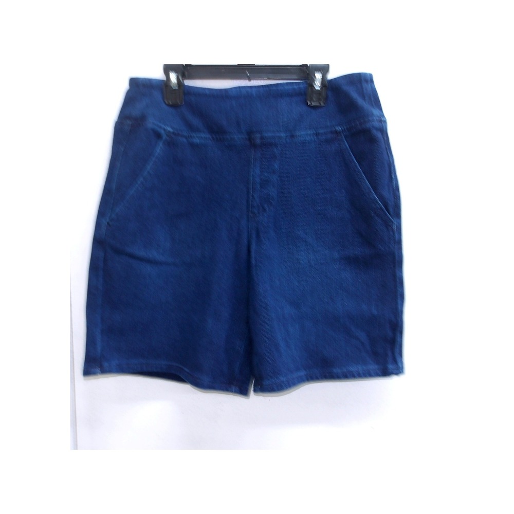 Belle Indigo Blue Pull On High Rise Stretch Denim Bermuda Shorts 10R / #26431 - Picture 3 of 6